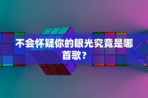 不会怀疑你的眼光究竟是哪首歌？