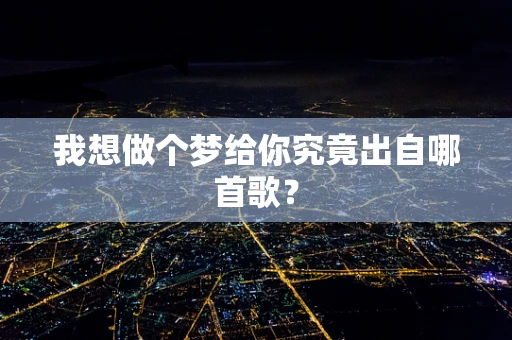 我想做个梦给你究竟出自哪首歌？