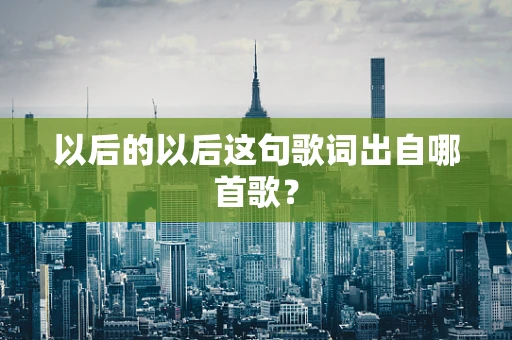 以后的以后这句歌词出自哪首歌？